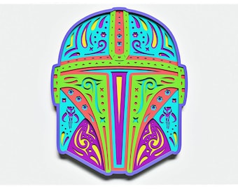Space Helmet Layered Design para corte, Space Helmet Vector file para corte láser y papel, Space Helmet Vector SVG Mandala for Cricut