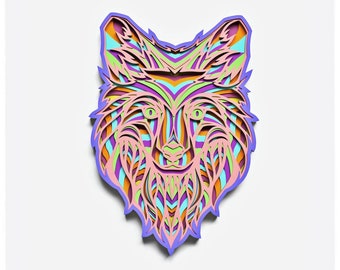 Fox Head Layered Design for cutting, Fox Head files for laser and paper cut, Fox Head Vector SVG Mandala for Cricut, Glowforge, etc.