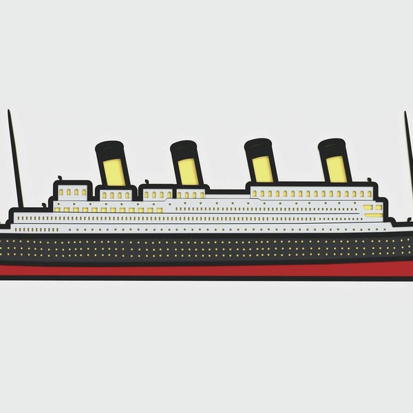 Diseño en capas Titanic para corte, Archivo vectorial para corte láser y papel, Mandala SVG vectorial Titanic para Cricut, Glowforge, etc.