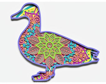 Duck Mandala Layered Design for cutting, Duck Mandala for laser and paper cut, Duck Mandala Vector SVG Mandala for Cricut, Glowforge, etc.