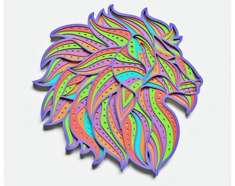 Lion Head Layered Design for cutting, Lion files for laser and paper cut, Lion Vector SVG Mandala for Cricut, Glowforge, etc.