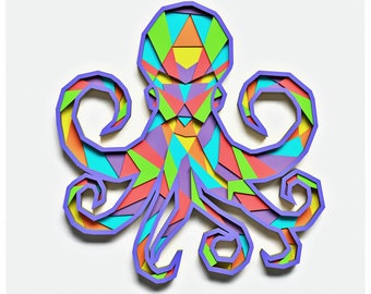 Octopus Layered Design for cutting, Octopus mandala for laser and paper cut, Octopus Vector SVG Mandala for Cricut, Glowforge, etc.