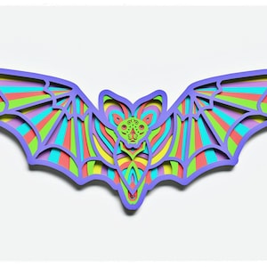 Warstwowy wzór nietoperza do wycinania, pliki nietoperza z motywem Halloween do wycinania laserowego i papierowego, nietoperz w formacie SVG z mandalą dla Cricut, Glowforge itp.