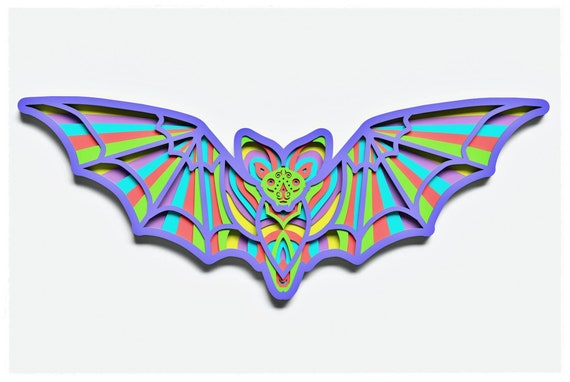 Bat Layered Design for cutting, halloween Bat files for laser and paper cut, Bat Vector SVG Mandala for Cricut, Glowforge, etc.