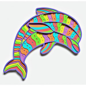 Delfin Layered Design zum Schneiden, Vektordatei zum Laser- und Papierschnitt, Delfin Vektor SVG Mandala für Cricut, Glowforge, etc.