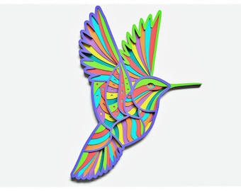 Hummingbird Layered Design for cutting, Hummingbird laser and paper cut, Hummingbird Vector SVG Mandala for Cricut, Glowforge, etc.
