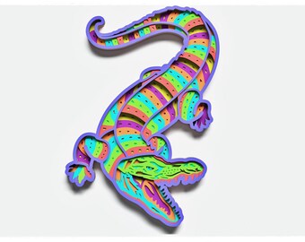 Alligator Layered Design for cutting, Alligator files for laser and paper cut, Crocodile Vector SVG Mandala for Cricut, Glowforge, etc.