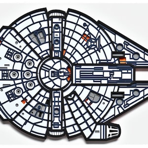 Diseño en capas de la nave espacial para corte, archivo vectorial de la nave espacial para corte láser y papel, mandala SVG de la nave espacial para Cricut, Glowforge, etc.