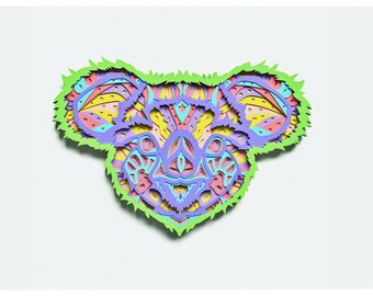 Koala Layered Design for cutting, Vector file for laser and paper cut, Koala Vector SVG Mandala for Cricut, Glowforge, etc.