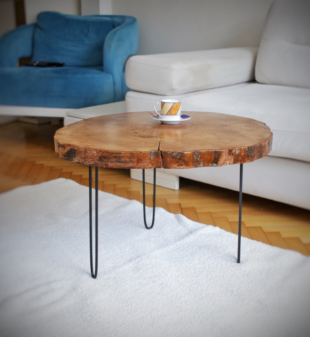 Live Edge Coffee Table Round Coffee Table Wood Slab Rustic Etsy