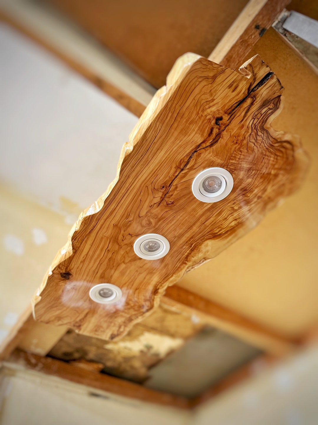 Olive Wood Live Edge Light Fixture Rustic Wood Chandelier Etsy