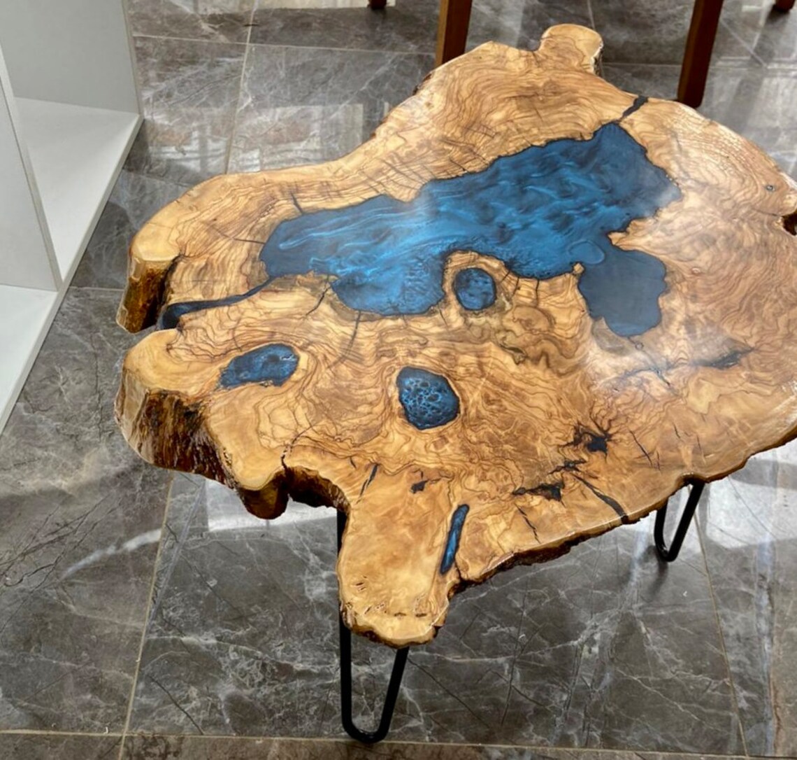Epoxy Coffee Table Round Coffee Table Wood Slab Rustic Etsy