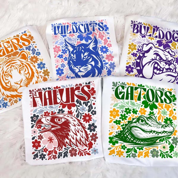 Custom Mascot Shirt, Floral School Spirit Tee, Football Game Day
