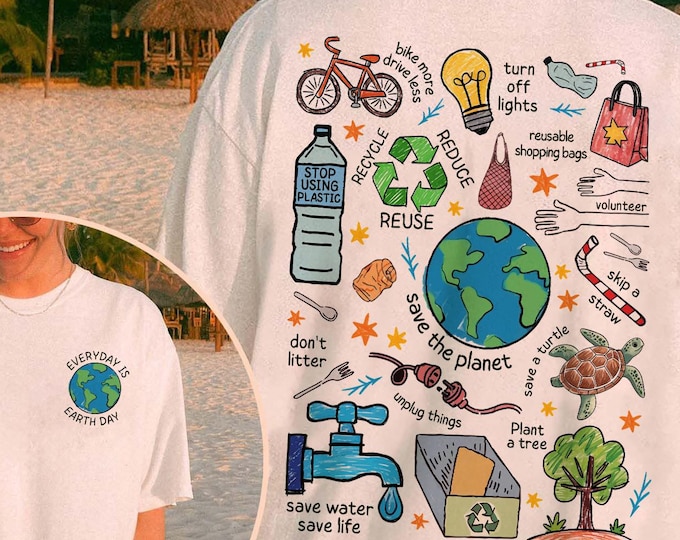 Earth Day Graphic T-Shirt, Environmental Eco Friendly Top