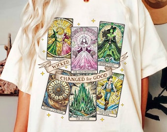 Camiseta con la carta del tarot musical "Malvada", "Cambio para siempre", "Camiseta para fanáticos de los magos"
