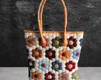 Handmade Patchwork Tote Bag,  Made of Repurposed Quilt, Quilted Tote Bag, Handmade gifts, Unique gift, Boho bag, Custom Orders