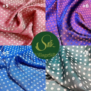 Mulberry silk fabric by the yard, Natural silk, Mulberry silk with dots, Polka dot Silk