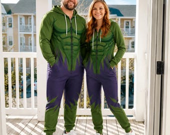 Combinaison intégrale Hulk pour Halloween, costume assorti pour couple