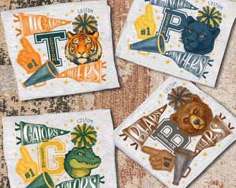 Custom Football Mascot Pennant Shirt, Watercolor High School College Football Pennant Sweatshirt, School Spirit Cheer, Homecoming Flag Tee