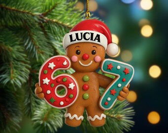 Custom Gingerbread Ornament, Personalized Acrylic Christmas Gift