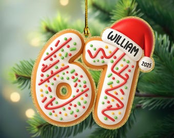 Custom Name 67 Gingerbread Glitter Ornament, Personalized Six Seven Slang Christmas Gift