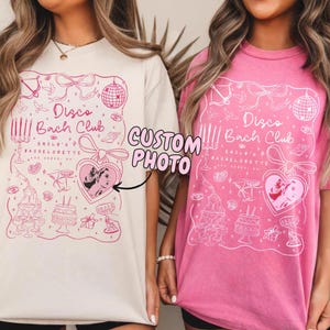 Custom Disco Bachelorette Party Shirts, Personalized Photo Location Bachelorette Shirts, Luxury Bachelorette Tees, Disco Bach Club Shirts