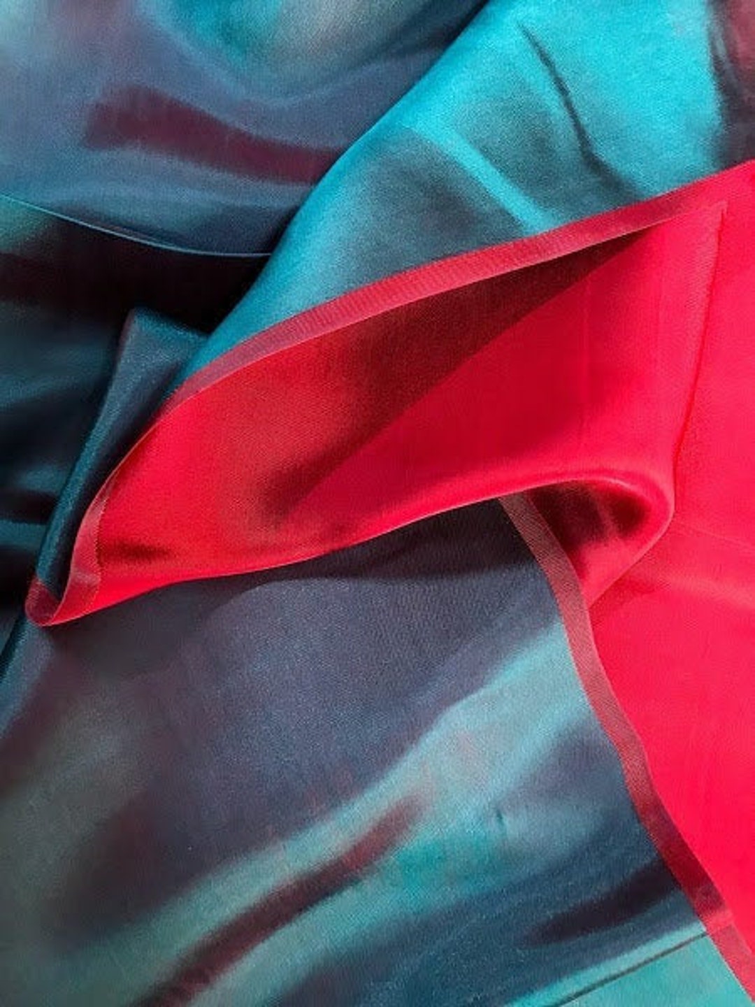 Mulberry Silk Fabric by the Yard, Natural Silk, Green and Red Satin Silk Etsy