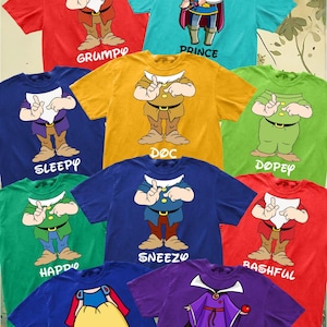 Seven Dwarfs Matching Costume, Halloween 7 Dwarf Group Shirt, Funny Family Cosplay Party 7 Dwarfs, Snow White Evil Queen Costume Friends Tee