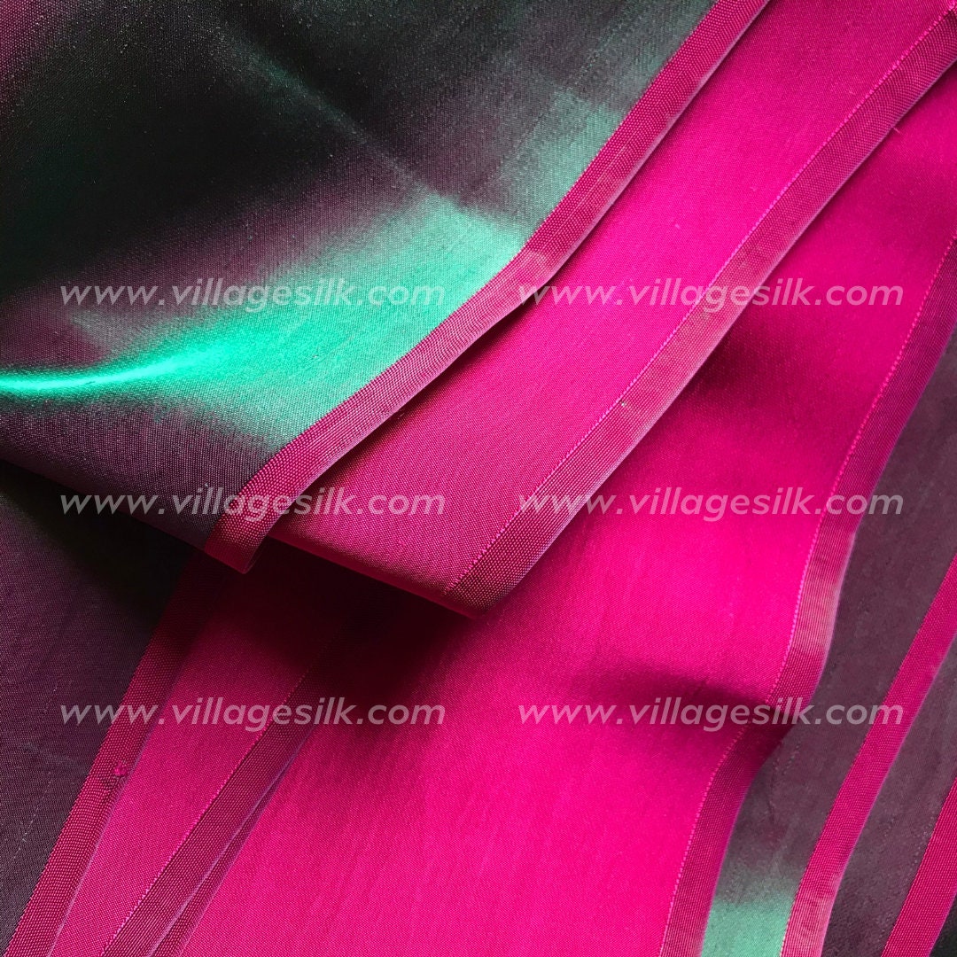 Mulberry Silk Fabric by the Yard, Natural Silk, Green and Pink Satin Silk Etsy