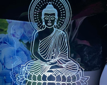 Veilleuse pour statue de Bouddha découpée au laser, cadeau religion