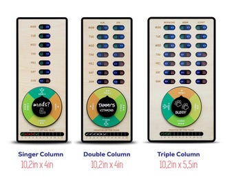Personalized Wooden Medication Tracker | Sliding Acrylic Pill Reminder Board | Custom AM/PM Vitamin Chart | Pet Meds Organizer