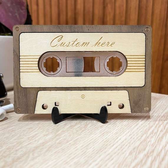 Personalized Mixtape Cassette with Music QR Code song or playlist and signature. Custom Mixtape Wooden. Vintage Gifts for the 80s, 90s