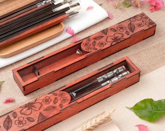 Personalized Rosewood Chopsticks Set with Engraved Box