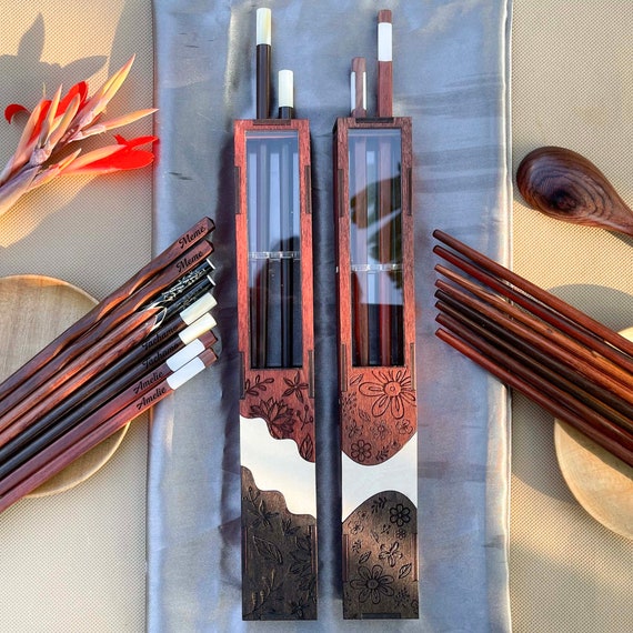 Personalized Rosewood Chopsticks Set. Premium Chopstick With Box. Engraved Name Chopstick Gift. Vietnam Handcrafted Chopstick Various Styles Etsy Canada