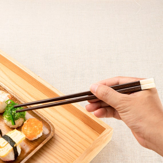 Square rosewood chopsticks with sea snail head. Personalized Chopsticks.