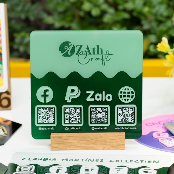 Custom Acrylic QR Code Business Sign. Custom Logo Sign. Payment & Social Media Display. Acrylic Stand for Social and Payment Links