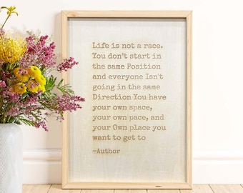 Custom Engraved Wood Quote, Personalized Wall Art, Calligraphy