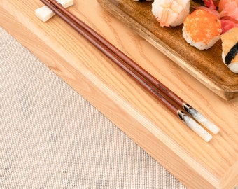 Rosewood Chopsticks with abalone head. Personalized Chopsticks.