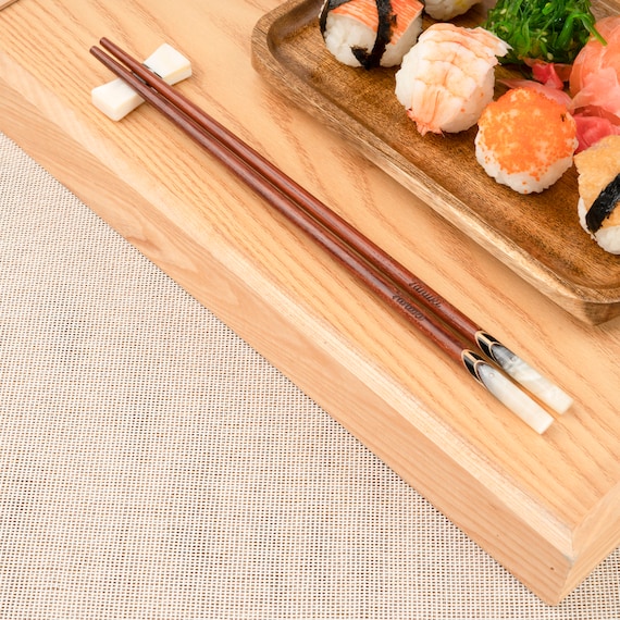 Rosewood Chopsticks with abalone head. Personalized Chopsticks.
