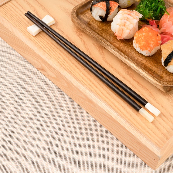 Round rosewood chopsticks with sea snail head. Personalized Chopsticks.