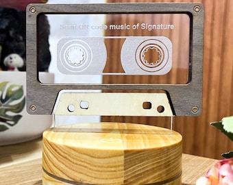 Custom QR Code Mixtape Lamp, Personalized Wooden Music Gift
