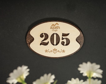 Personalized Wooden Room Number Sign, Custom Hotel Door Sign