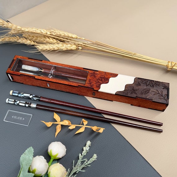 Personalized Rosewood Chopsticks Set. Premium Chopstick with Box. Engraved Name Chopstick Gift. Wedding Favor Chopsticks, Food Kit.