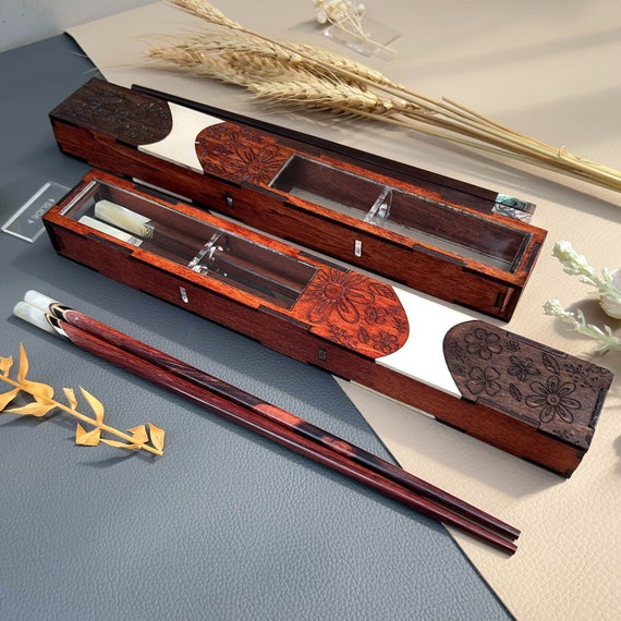 Personalized Rosewood Chopsticks Set. Premium Chopstick with Box. Engraved Name Chopstick Gift. Wedding Favor Chopsticks, Food Kit.