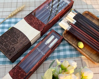 Personalized Rosewood Chopsticks Set, Custom Engraved Couple Gift