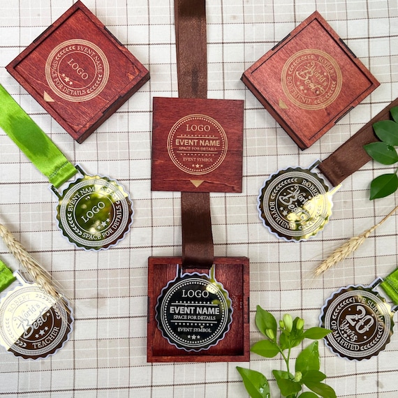 Personalized Medal with Wooden box, Custom medals, Personalised Individual Medal. Laser engraved medals, trophies, and Sports gifts.