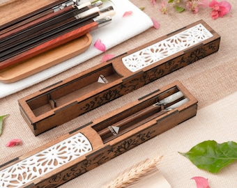 Personalized Rosewood Chopsticks Set. Premium Chopstick with Box. Engraved Name Chopstick Gift.