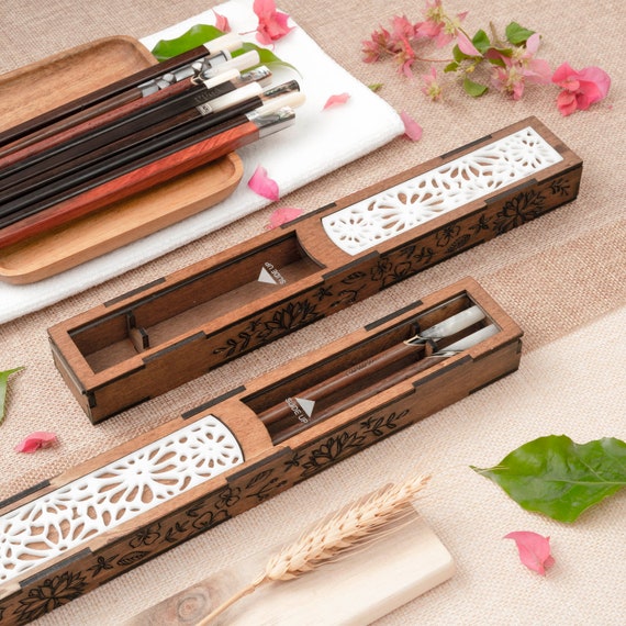 Personalized Rosewood Chopsticks Set. Premium Chopstick with Box. Engraved Name Chopstick Gift.