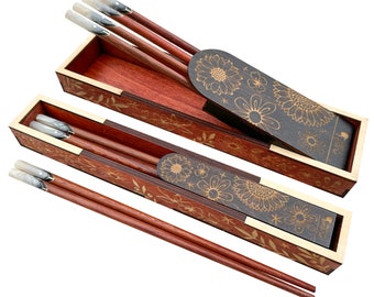 Chopsticks Personalized with Box. Couple Chopsticks Box Case. Custom Name Engraved Chopsticks Set. Wedding Favor Gift.