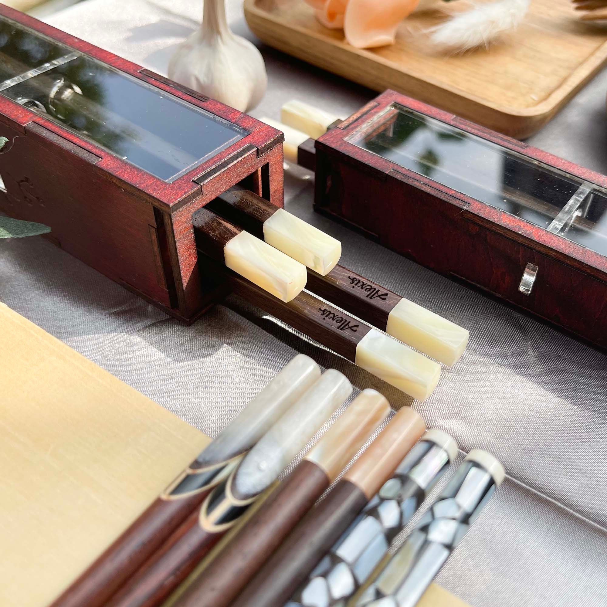 Chopsticks Sushi Handmade Natural Wood Set Value Gift food Tie line Chinese